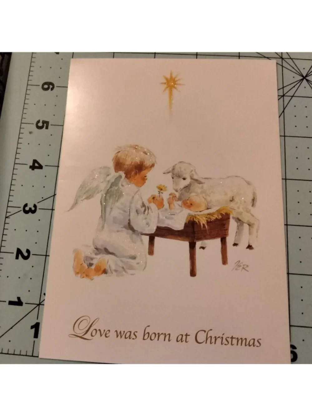 Salesian Missions Christmas Card Angel Manger Nativity Baby Jesus Envelope